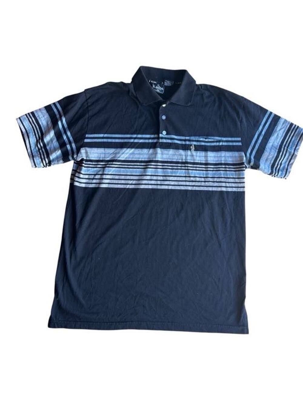 Lada Premium Men's Polo Shirt Striped Navy Blue Size XXL
